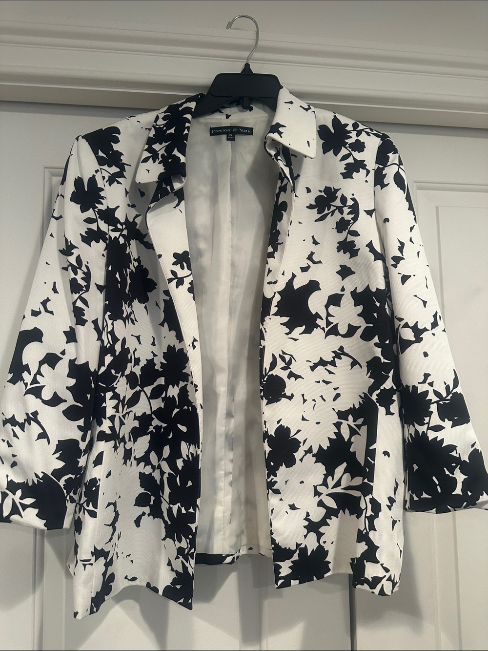 Preston & York White Blazer with Black Floral Print